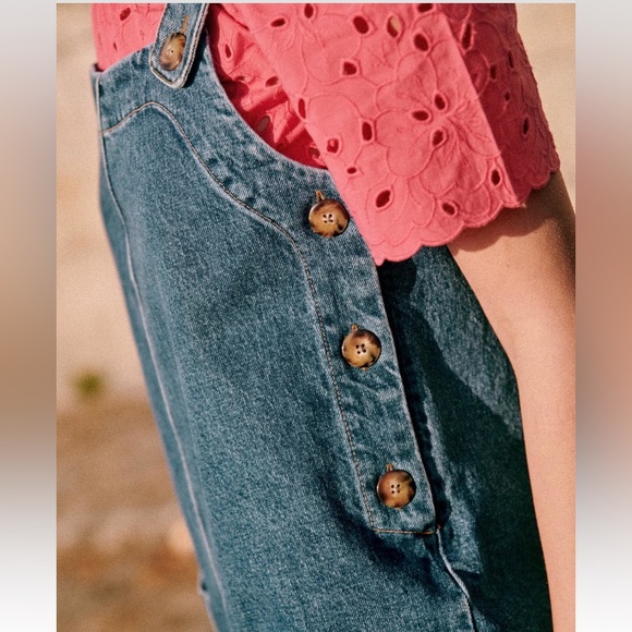 NWT Sézane Alexei Denim Shortalls Romper, size 2 / 34 - Picture 3 of 11